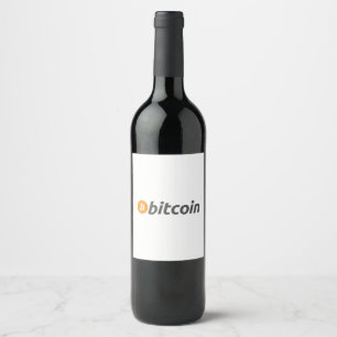 Large Bitcoin logo with orange Bitcoin symbol Wine Label