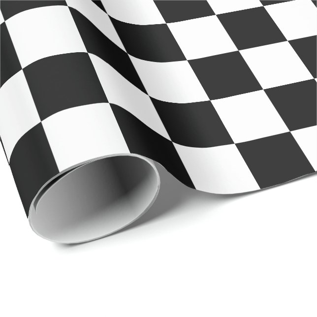 Large Black and White Checks Wrapping Paper (Roll Corner)