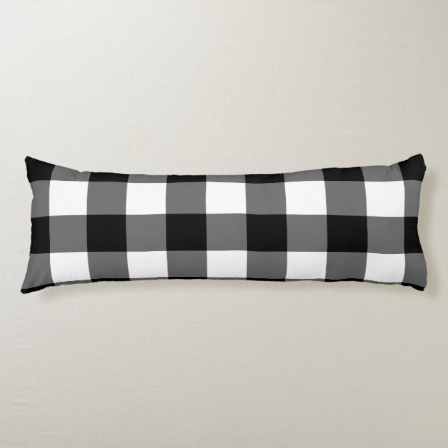 Large black and white gingham bed cushion (Front)