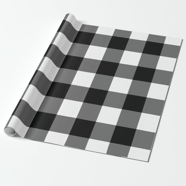 Large black and white gingham wrapping paper (Unrolled)