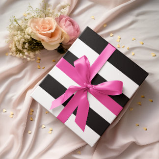 Large Black and White Horizontal Stripes Wrapping Paper
