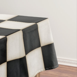 Large Black & Antique White Checkers 52"x70" Tablecloth