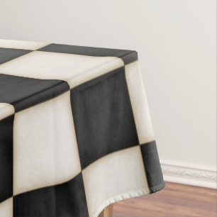 Large Black & Antique White Checkers 60"x104" Tablecloth