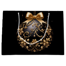 LARGE BLACK & GOLD CHRISTMAS ORNAMENT