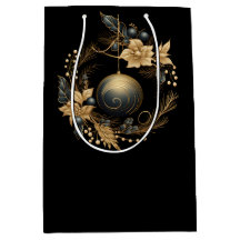 LARGE BLACK & GOLD CHRISTMAS ORNAMENT
