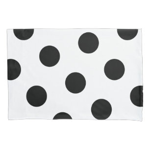 Large Black Polka Dot Pattern - Custom Colour Whit Pillowcase