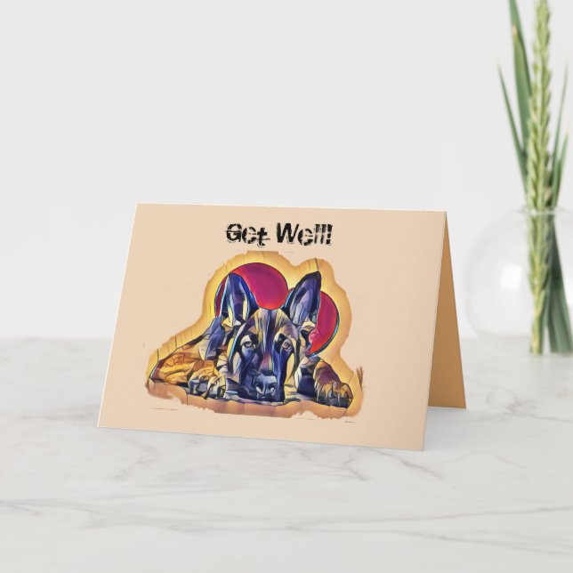 Large Black Tan German Shepherd Puppy PopArt Card (Front)