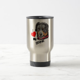 Large Black Tan Realistic Bernese Dog Love Art Travel Mug