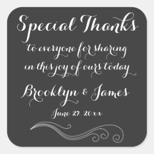 Large Black White Custom Thanks Wedding Stickers