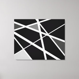 Large black white modern geometrical abstract art canvas print