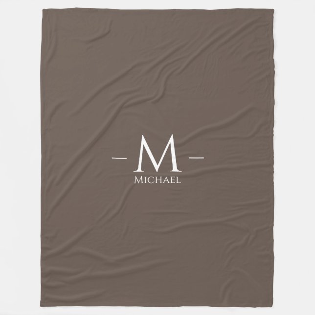Large Blanket Monogram Elegant Modern Brown (Front)