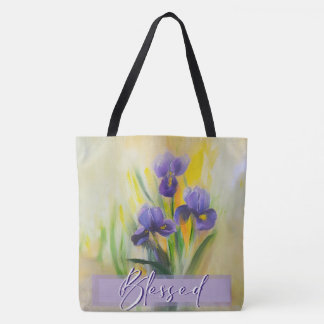 Large Blessed Iris tote Bag
