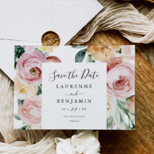 Large Blooms Photo Save the Date Card Announcement