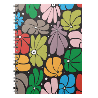Large Blossoms Retro Floral Seamless Notebook