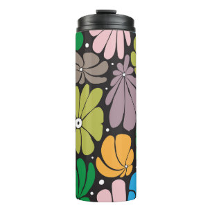 Large Blossoms Retro Floral Seamless Thermal Tumbler