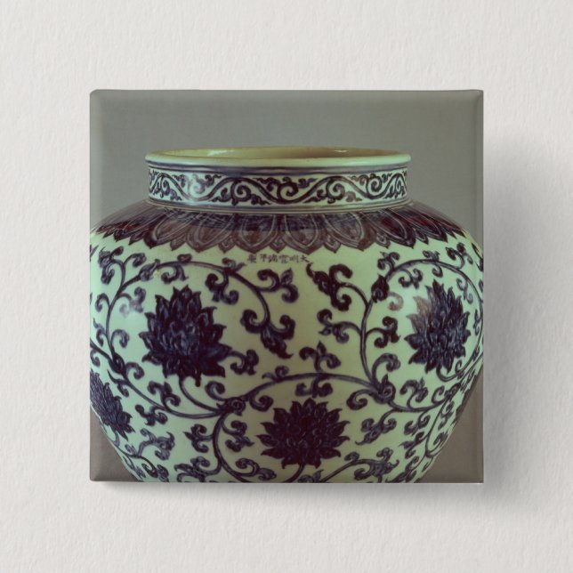 Large blue and white Ming vase 15 Cm Square Badge (Front)