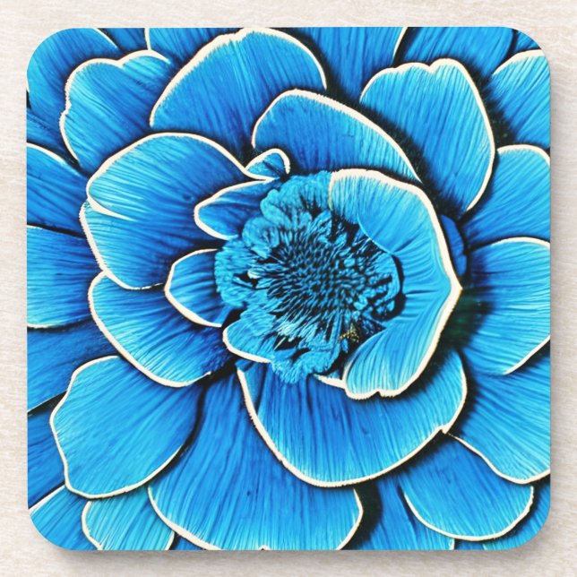 Large Blue Camellia Blossom Coaster (Front)