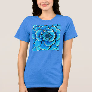 Large Blue Camellia Blossom Tri-Blend Shirt