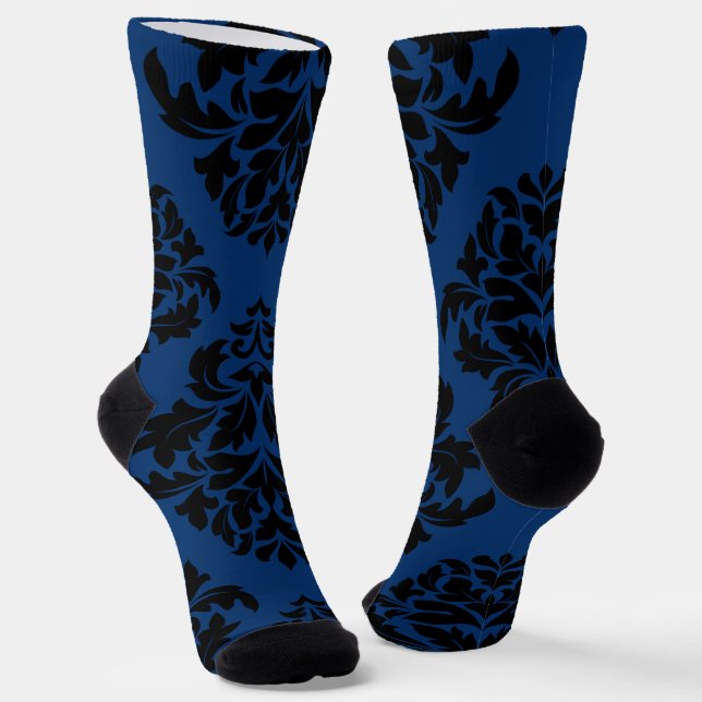 Large Blue Damask 2 Socks (Angled)