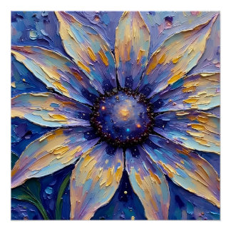 Large Blue Flower Impressionist Print | Botanical