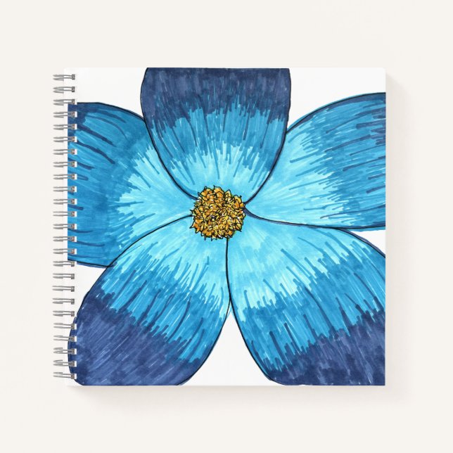 Large Blue Flower Notebook (Front)
