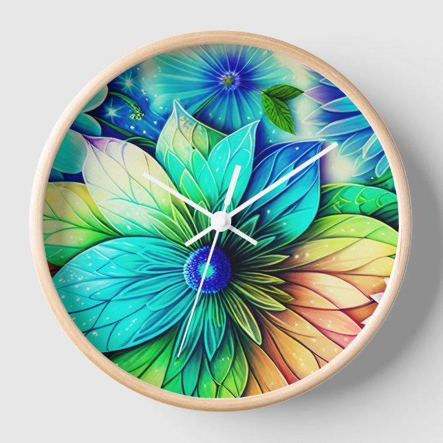 Large Blue Flowers Clock (Front)