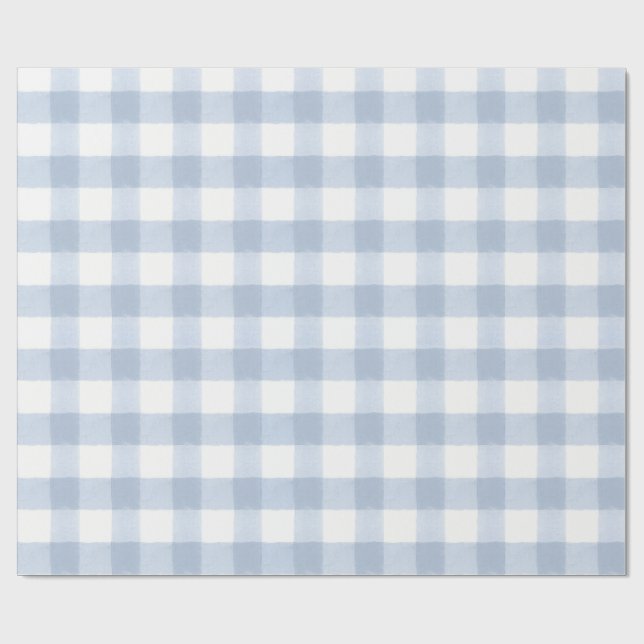 Large Blue Gingham Holiday Wrapping Paper (Flat)