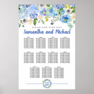 Large Blue Hydrangea 11-Table Seating Chart