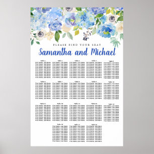 Large Blue Hydrangea 18-Table Seating Chart