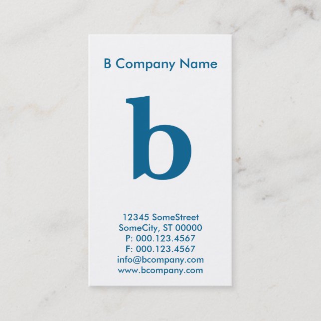 large blue monogram business card (Front)