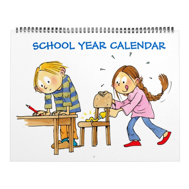 Large Blue School Year Calendar For Kids (Cover)