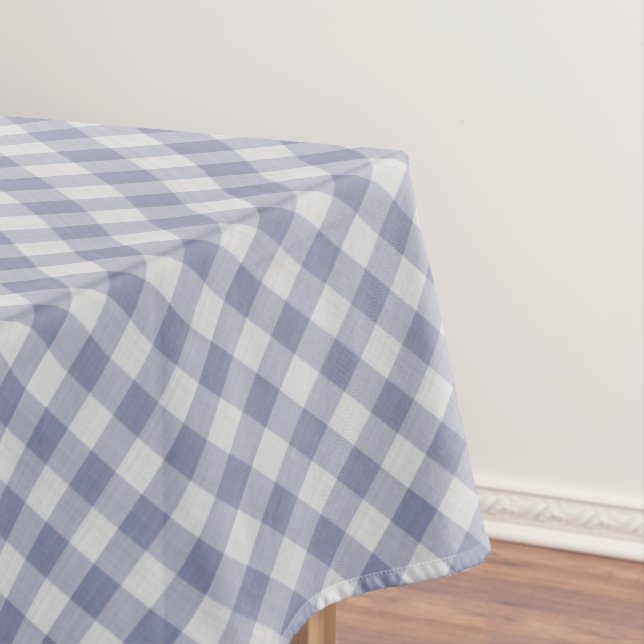 Large Blue/White Gingham Checks Pattern Geometric Tablecloth (In Situ)