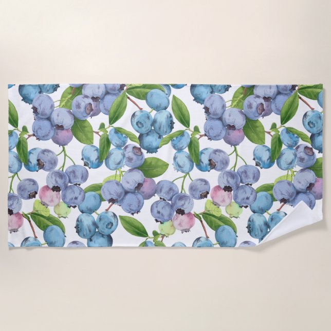 Large Blueberry Fruit  Beach Towel (Front)