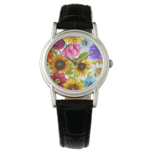 Large Bold Botanical Colourful Flowers   Watch