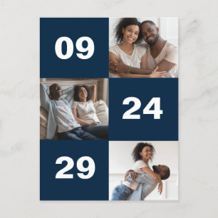 Large Bold Number Photo Wedding Announcement Postcard