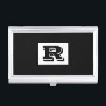 Large Bold Outlined Black Monogram, Black Business Card Holder<br><div class="desc">Personalise this cool large Bold Outlined Black Monogram on black background. Click “Customise” to change colours and type styles.</div>