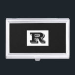 Large Bold Outlined Black Monogram, Black Business Card Holder<br><div class="desc">Personalise this cool large Bold Outlined Black Monogram on black background. Click “Customise” to change colours and type styles.</div>