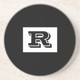 Large Bold Outlined Black Monogram, Black Coaster