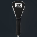 Large Bold Outlined Black Monogram, Black Golf Hea Head Cover<br><div class="desc">Personalise this cool large Bold Outlined Black Monogram on black background. Click “Customise” to change colours and type styles.</div>