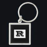 Large Bold Outlined Black Monogram, Black Keychain<br><div class="desc">Personalise this cool large Bold Outlined Black Monogram on black background. Click “Customise” to change colours and type styles.</div>