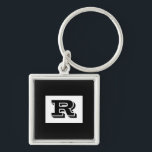 Large Bold Outlined Black Monogram, Black Keychain<br><div class="desc">Personalise this cool large Bold Outlined Black Monogram on black background. Click “Customise” to change colours and type styles.</div>