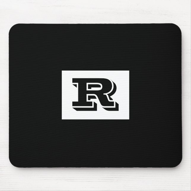 Large Bold Outlined Black Monogram, Black Mouse Mat (Front)