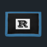 Large Bold Outlined Black Monogram, Black Trifold Wallet<br><div class="desc">Personalise this cool large Bold Outlined Black Monogram on black background. Click “Customise” to change colours and type styles.</div>