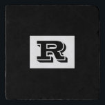 Large Bold Outlined Black Monogram, Black Trivet<br><div class="desc">Personalise this cool large Bold Outlined Black Monogram on black background. Click “Customise” to change colours and type styles.</div>