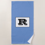 Large Bold Outlined Black Monogram, Blue Beach Towel<br><div class="desc">Personalise this cool large Bold Outlined Black Monogram on Blue background. Click “Customise” to change colours and type styles.</div>