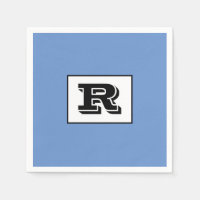 Large Bold Outlined Black Monogram, Blue