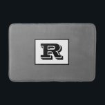 Large Bold Outlined Black Monogram, Grey Bath Mat<br><div class="desc">Personalise this cool large Bold Outlined Black Monogram on Grey background. Click “Customise” to change colours and type styles.</div>