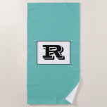 Large Bold Outlined Black Monogram, Lt Teal Beach Towel<br><div class="desc">Personalise this cool large Bold Outlined Black Monogram on Light Teal background. Click “Customise” to change colours and type styles.</div>