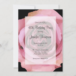 Large Bold Purple Spring Rose Birthday Invitation
