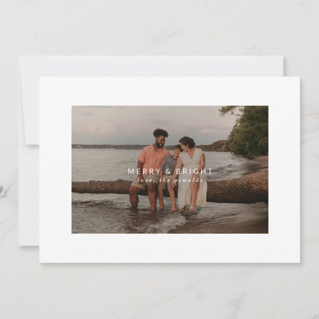 Large Border Photocard Merry & Bright Holiday Card (Front)